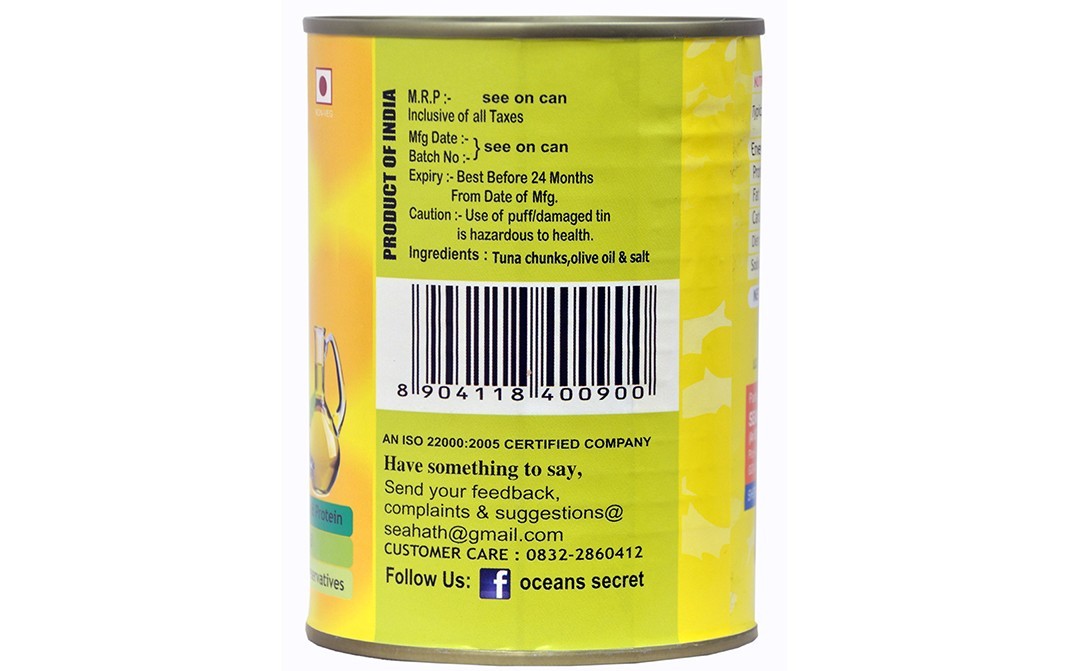 Oceans Secret Tuna Chunks In Sunflower Oil   Tin  425 grams